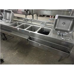 4-Comp Bar Sink w/Speed Rails