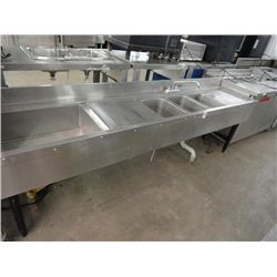 S/S 8' 3-Comp Bar Sink w/Ice Bin