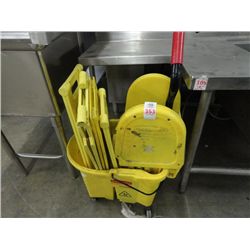 Mop Bucket w/Wet Floor Signs