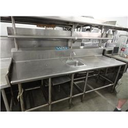 S/S 8' Table w/Hand Sink & Over Shelf
