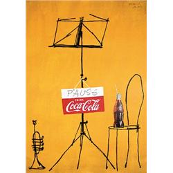 Rare Swiss Coca Cola Poster. Leupin, Herbert  1918 - 1999