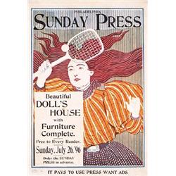 Philadelphia Sunday Press Poster. Brill, Georg Reiter  1867 - 1918