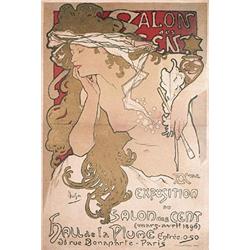 rare Mucha Poster Salon des Cents. Mucha, Alfons Maria  1860 - 1939