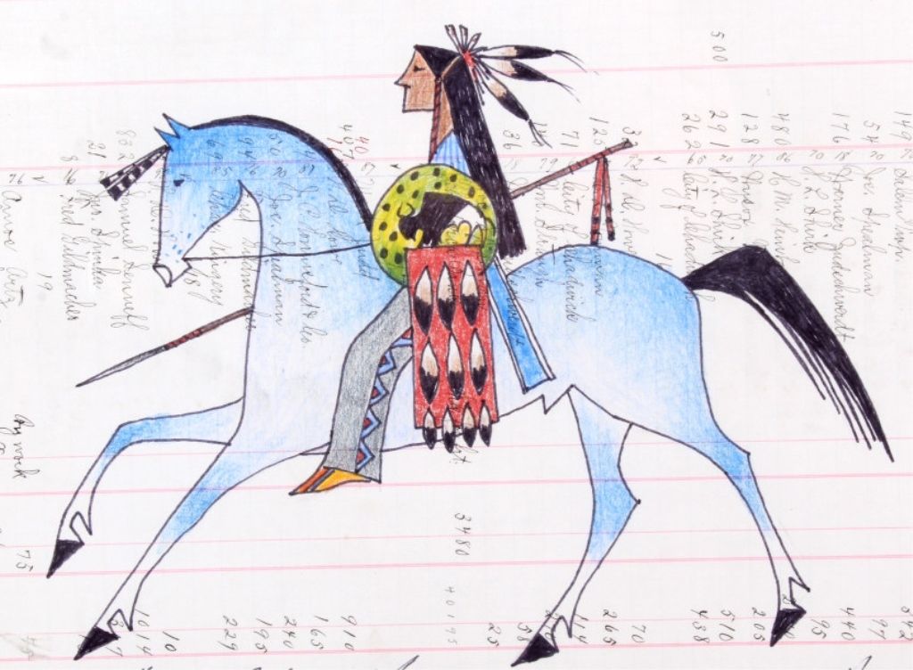 "The Blue Horse" Ledger Art By Anderson Kee