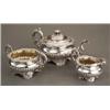 SILVER - A highly decorative parcel gilt George IV three-piece tea service, A highly decorative p...
