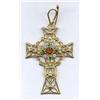 Image 1 : JEWELLERY AND WATCHES - An 18ct gold diamond demantoid garnet and citrine cross, An 18ct gold dia...