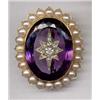 Image 1 : JEWELLERY AND WATCHES - An amethyst, diamond and pearl brooch, An amethyst, diamond and pearl bro...