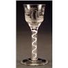 Image 1 : GLASS - An English cordial glass An English cordial glass, the ogee shaped bowl engraved with chi...