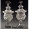 Image 1 : GLASS - A pair of Irish pedestal urnular vases and covers A pair of Irish pedestal urnular vases...