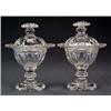 Image 1 : GLASS - A pair of pedestal vases and covers A pair of pedestal vases and covers, with faceted bow...