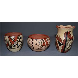 THREE JEMEZ POTTERY ITEMS