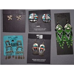 COLLECTION OF FIVE PAIRS OF EARRINGS