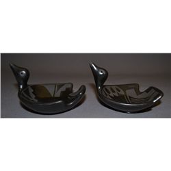 TWO SANTA CLARA POTTERY BIRDS