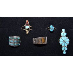 COLLECTION OF FIVE NAVAJO  RINGS