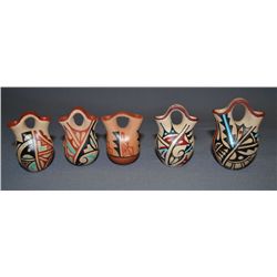 FIVE JEMEZ POTTERY WEDDING VASES