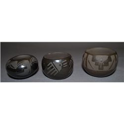 THREE SANTA CLARA POTTERY BOWLS
