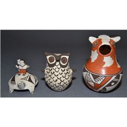 THREE ACOMA POTTERY ITEMS