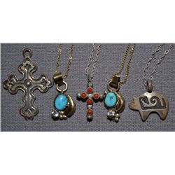FIVE NAVAJO PENDANTS