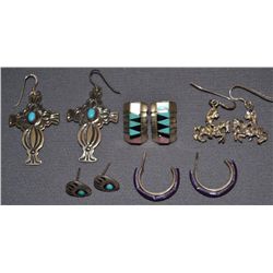 COLLECTION OF FIVE PAIRS OF EARRINGS