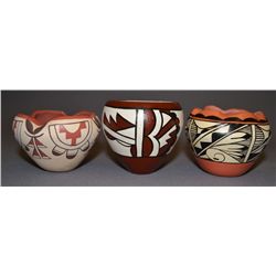 THREE JEMEZ POTTERY BOWLS