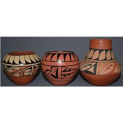 THREE JEMEZ POTTERY JARS
