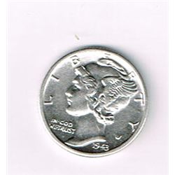 1943-D B/U Mercury Dime