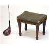 Image 1 : George III mahogany framed footstool with upholstered stuffover seat…