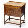 Image 1 : Jacobean style oak wash stand, fitted a pair of moulded panel doors on barleytwist legs…