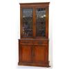 Image 1 : Edwardian walnut bookcase fitted a pair of leaded glazed doors enclosing three adjustable shelves…