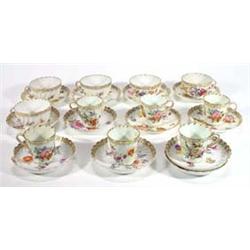 Quantity of assorted hand painted Continental floral porcelain teacups and saucers…