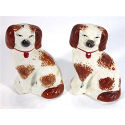 Two hand painted 19th century Staffordshire dogs, 12cm high…