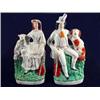 Image 1 : Pair of hand painted Victorian Staffordshire figure groups of a seated man with a dog and a guita…