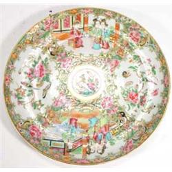 Cantonese plate enamelled with flowers and people, 21cm in diameter…