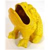 Image 1 : Yellow glazed Burmantofts faience pottery frog vase with open mouth, impressed marks to base, 14c…