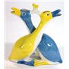 Image 1 : Blue and yellow glazed double duck porcelain bottle designed by E M Sandoz for Theodore Haviland,…