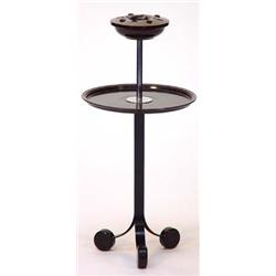 Brown Bakelite and wrought iron Art Deco ashtray and drinks stand…