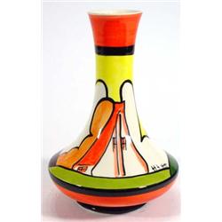 Summer series Crown Devon Deco style vase, hand painted by Dorothy Ann, 28cm high…