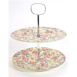 Myott floral chintz patterned two tier cakestand…