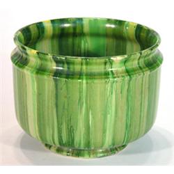 Large Myott green marbelised pottery jardiniere, 21cm diameter, Myott marks to base…