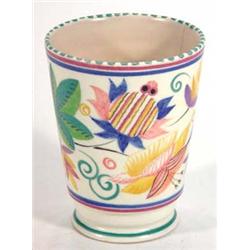 Hand painted Poole pottery traditional vase decorated with stylised flowers and leaves, impressed…