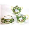 Image 1 : Noritake twin handled sugar bowl and cover, milk jug and cup and saucer, hand painted with landsc…