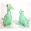 Image 1 : Green glazed Sylvac style seated sea lion with ball and a seated duck, tallest 16cm high…