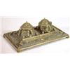 Image 1 : Brass floral double inkstand…