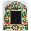 Image 1 : Small hand painted and gilded arch shaped floral mirror, 28cm high…