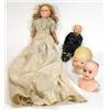 Grace S Pattnam porcelain doll's head, a German tin plate doll's head with open mouth and eyes, b…