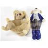 Merrythought seated koala and a teddy bear in blue uniform…