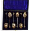 Image 1 : Cased set of six Victorian silver spoons with twisted stems and crowns, Birmingham, 1896…