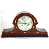Image 1 : Inlaid mahogany Art Nouveau Napoleon Hat chiming mantelclock…