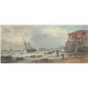 Image 1 : Gilt framed watercolour titled 'Schooner Ashoren Whitby' signed Branagan, 46cm x 23cm…