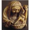 Image 1 : 1 IVORY NETSUKE WOMAN WITH BIRD IN BASKET, 1 5/8"H., GOOD COND...